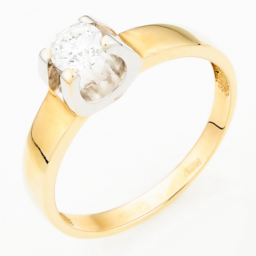 Кольцо из комбинированного золота 585 пробы c 1 бриллиантом Л33070530 фото 1