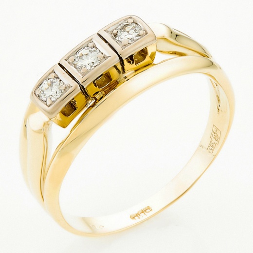 Кольцо из комбинированного золота 585 пробы c 3 бриллиантами Л09088365 фото 1