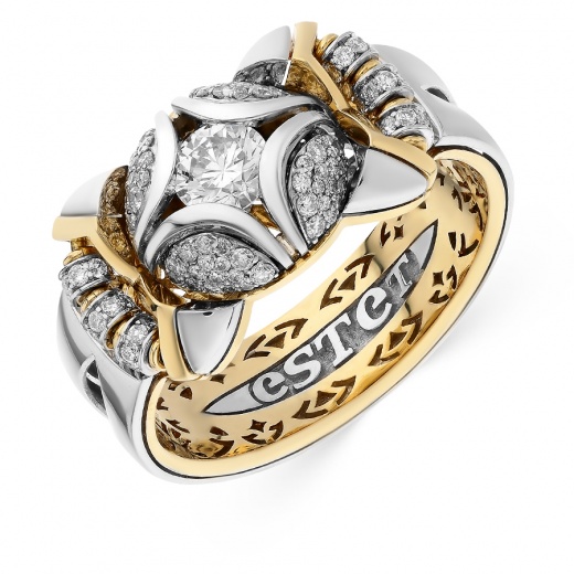 Кольцо из комбинированного золота 750 пробы c 107 бриллиантами 048546 фото 1