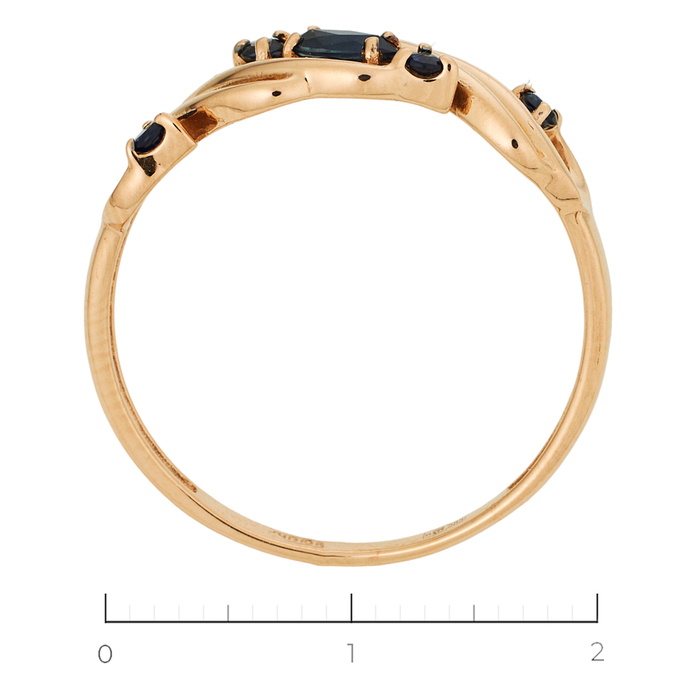 Кольцо из красного золота 585 пробы c 5 сапфирами