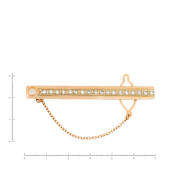 Заколка для галстука из комбинированного золота 585 пробы c 19 бриллиантами, Л 0910 6040 за 110000