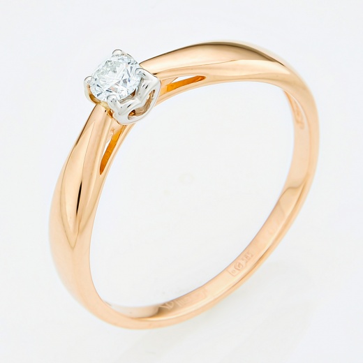 Кольцо из комбинированного золота 585 пробы c 1 бриллиантом Л31111688 фото 1