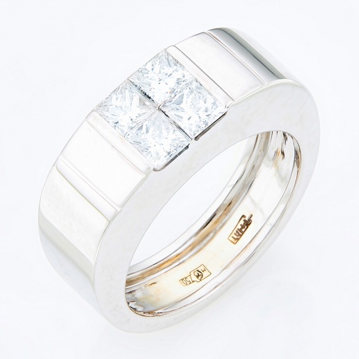 Кольцо из белого золота 750 пробы c 4 бриллиантами Л57002161 фото 1