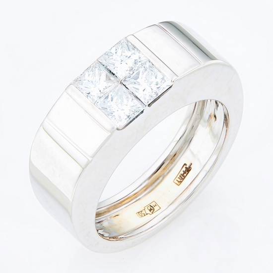 Кольцо из белого золота 750 пробы c 4 бриллиантами
