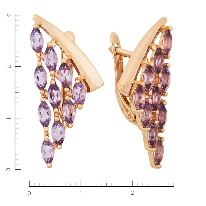 Серьги из красного золота 585 пробы c 20 аметистами, Л 6402 1048 за 41920