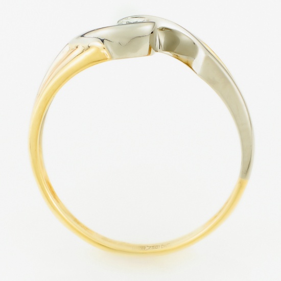 Кольцо из комбинированного золота 750 пробы c 1 бриллиантом, Л45064755 за 20340