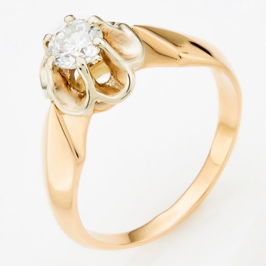 Кольцо из комбинированного золота 585 пробы c 1 бриллиантом Л45046230 фото 1