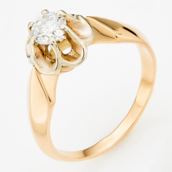 Кольцо из комбинированного золота 585 пробы c 1 бриллиантом, Л45046230 за 80850