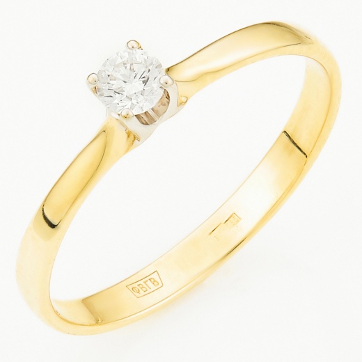 Кольцо из комбинированного золота 585 пробы c 1 бриллиантом Л57022423 фото 1