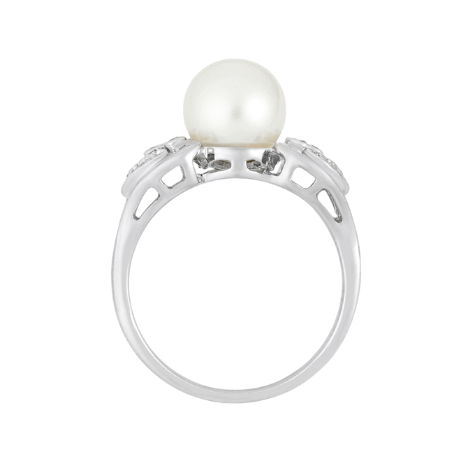 Кольцо из золота 585 пробы c бриллиантами и культивированным жемчугом, Л 3507 1959 за 53200