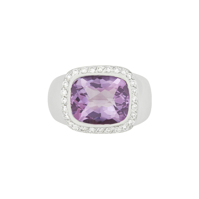 Кольцо из золота 585 пробы c аметистом и бриллиантами, Л 4306 6537 за 145000