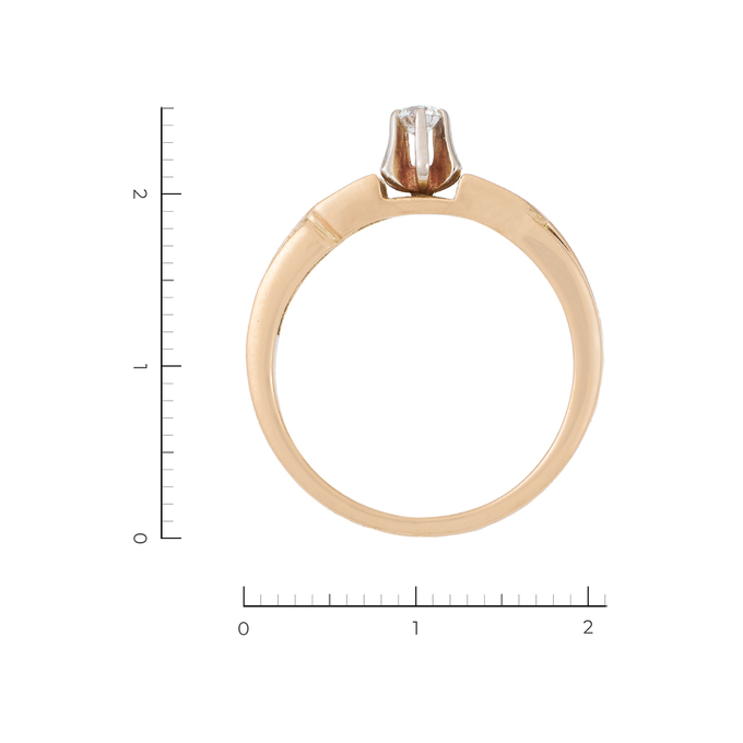 Кольцо из комбинированного золота 585 пробы c 1 бриллиантом, Л 3606 1861 за 31150