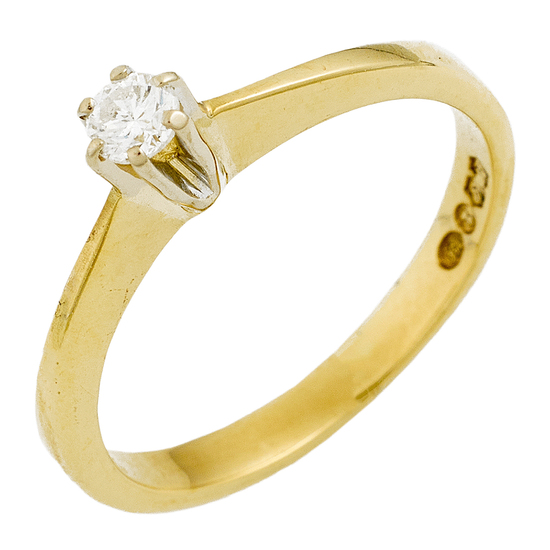 Кольцо из желтого золота 750 пробы c 1 бриллиантом, Л16148656 за 12555
