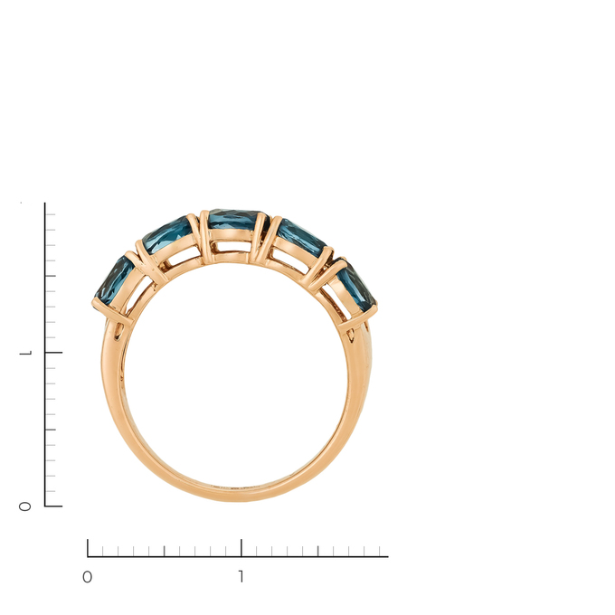 Кольцо из красного золота 585 пробы c 17 бриллиантами и 5 топазами Лондон, Л 6102 4112 за 24150