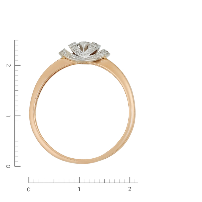 Кольцо из комбинированного золота 585 пробы c 21 бриллиантами, Л 5804 4754 за 34320