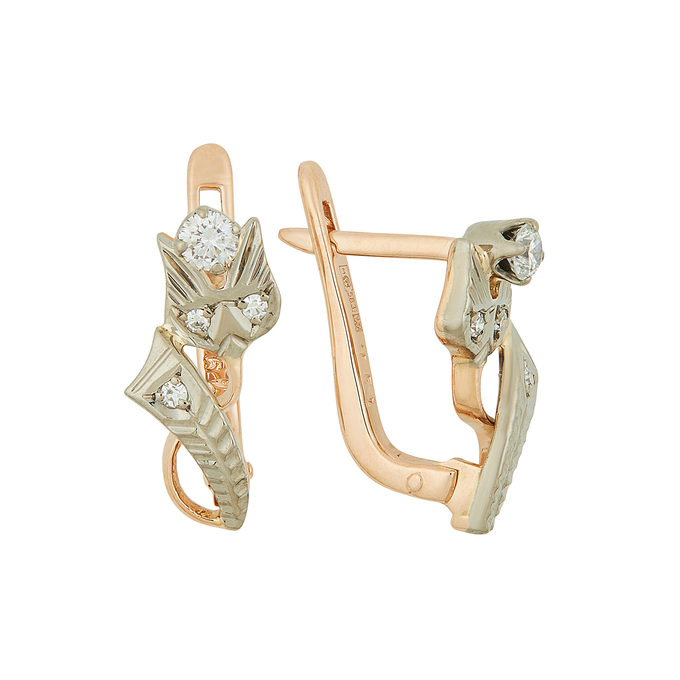 Серьги из золота 583 пробы c бриллиантами