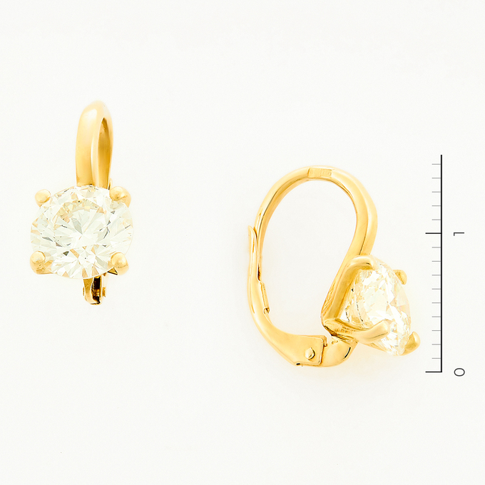 Серьги из желтого золота 750 пробы c 2 бриллиантами