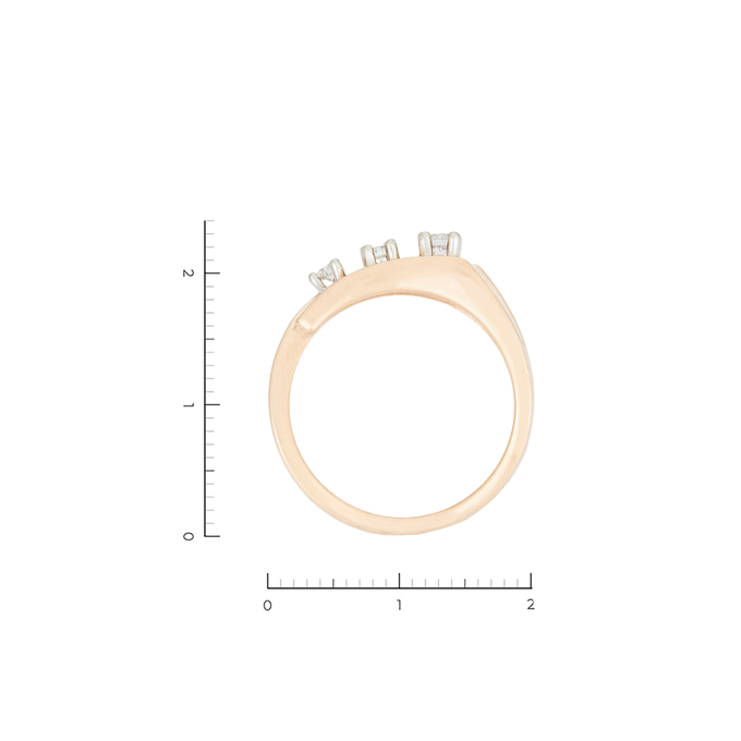 Кольцо из золота 585 пробы c 3 бриллиантами