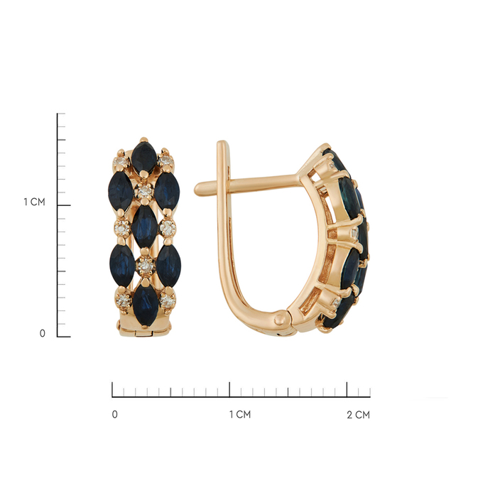 Серьги из золота 585 пробы c сапфирами и бриллиантами, Л 0408 6136 за 52360