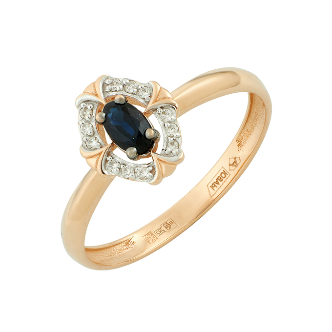 Кольцо из золота 585 пробы c сапфиром и бриллиантами, Л 4107 5860 за 26320