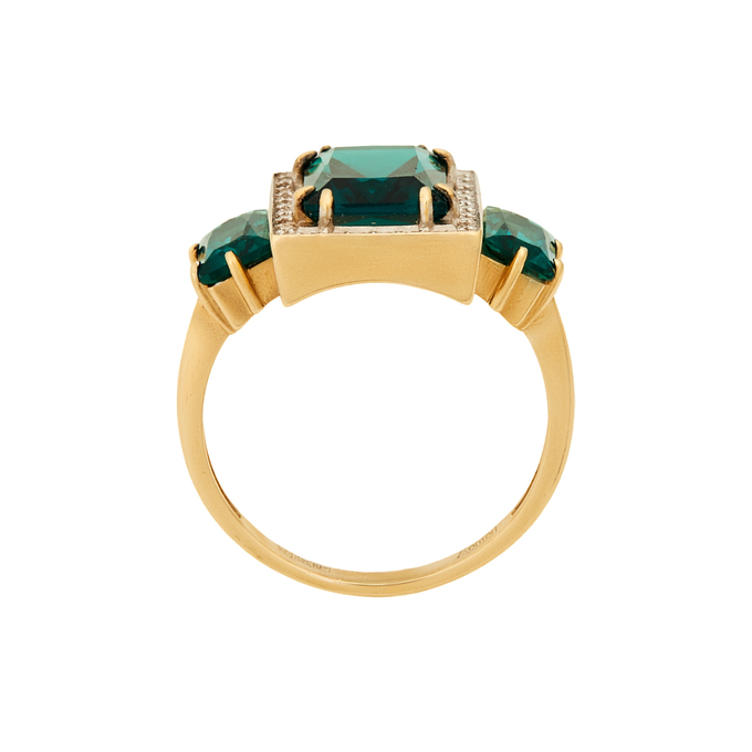 Кольцо из золота 585 пробы c бриллиантами и синтетическими изумрудами, Л 2811 7719 за 58320