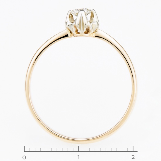 Кольцо из комбинированного золота 585 пробы c 1 бриллиантом, Л28068217 за 23765