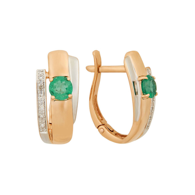 Серьги из золота 585 пробы c изумрудами и бриллиантами, Л 6402 5524 за 40640