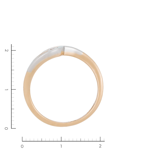 Кольцо из комбинированного золота 585 пробы c 1 бриллиантом, Л58043908 за 33520