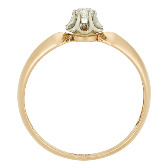 Кольцо из комбинированного золота 585 пробы c 1 бриллиантом, Л24139681 за 22050