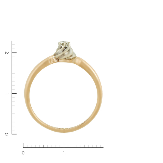 Кольцо из комбинированного золота 585 пробы c 1 бриллиантом, Л24141176 за 10950