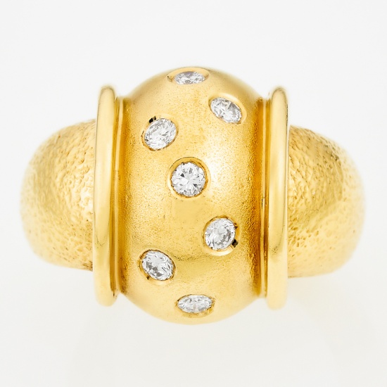 Кольцо из желтого золота 750 пробы c 7 бриллиантами, Л28074994 за 135000