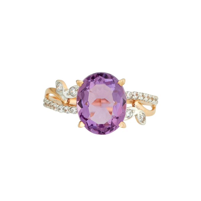 Кольцо из золота 585 пробы с аметистом и фианитами, Л 3706 9109 за 25000
