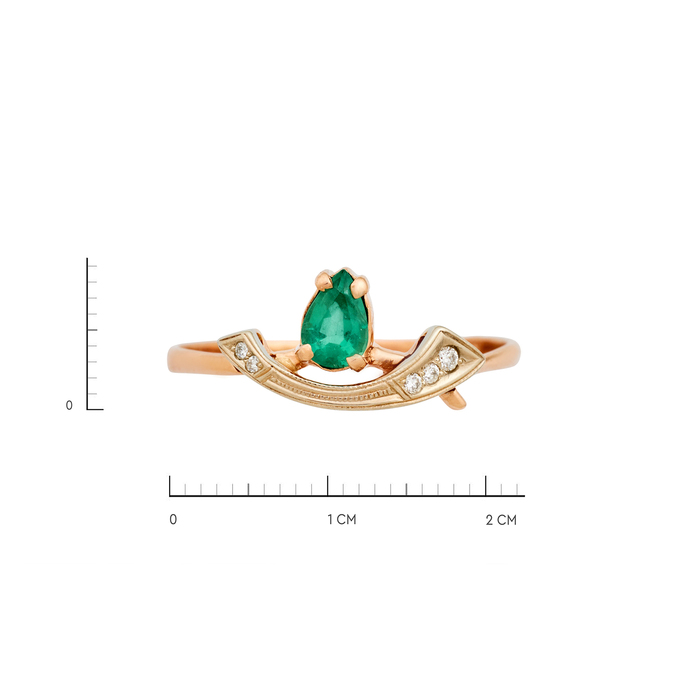Кольцо из золота 585 пробы с изумрудом и бриллиантами, Л 5206 6160 за 35600