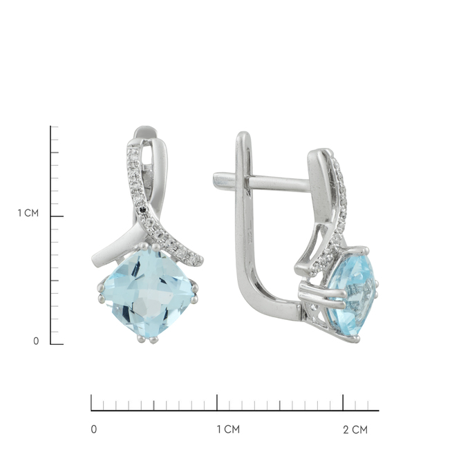 Серьги из золота 585 пробы c топазами и бриллиантами, Ц О007 2267 за 37940