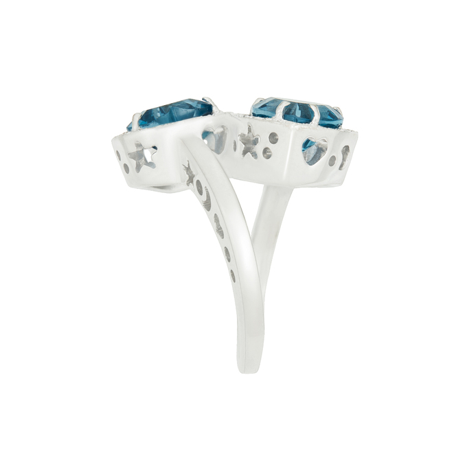 Кольцо из золота 750 пробы c топазами Лондон и бриллиантами, Л 0911 3683 за 160000