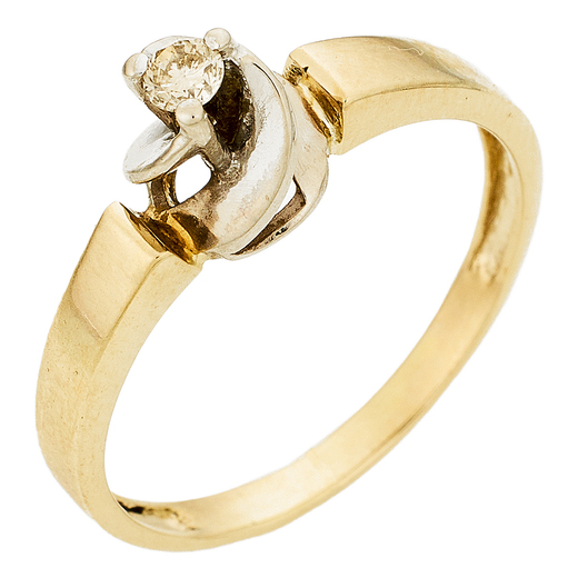 Кольцо из комбинированного золота 585 пробы c 1 бриллиантом Л76009446 фото 1