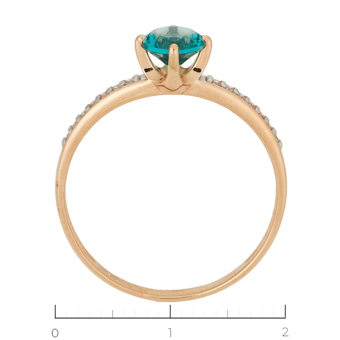 Кольцо из золота 585 пробы c 14 фианитами и 1 празиолитом, Л 3208 4742 за 7200