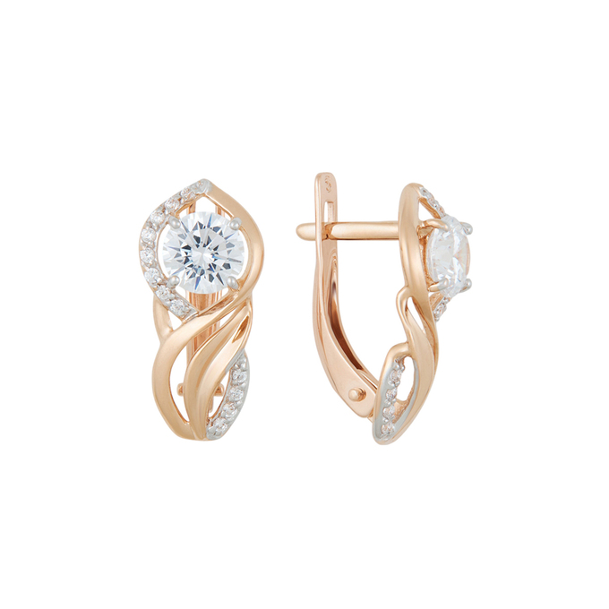 Серьги из золота 585 пробы c фианитами