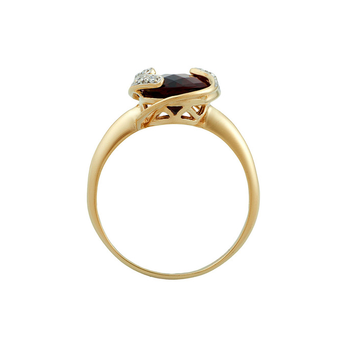 Кольцо из золота 585 пробы c гранатом и бриллиантами, Л 2811 4191 за 58940