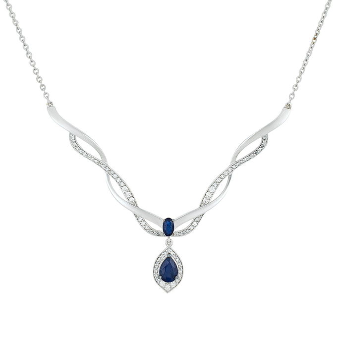 Колье из золота 585 пробы c диффузионными сапфирами и бриллиантами, Л 2812 4067 за 110000