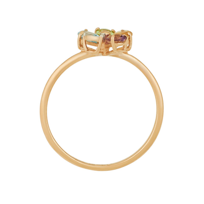 Кольцо из золота 585 пробы c топазом, аметистом, цитрином, хризолитом и бриллиантами