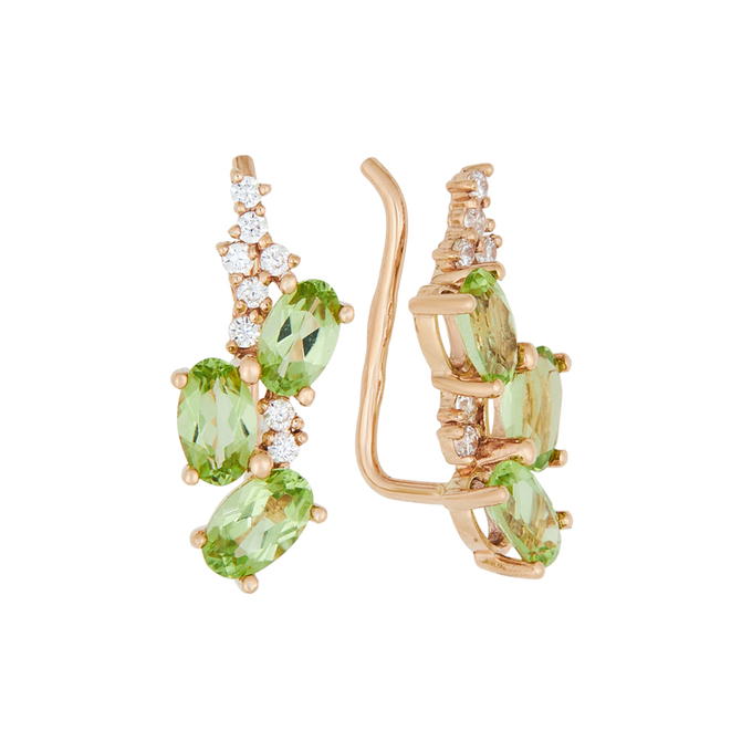 Серьги из золота 585 пробы c хризолитами и фианитами, К 0000 5206 за 21400