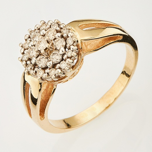 Кольцо из комбинированного золота 585 пробы c 19 бриллиантами 134418 фото 1