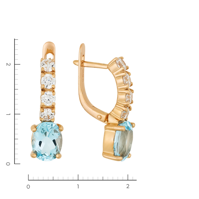 Серьги из золота 585 пробы с топазами и фианитами, Л 2508 2850 за 37200