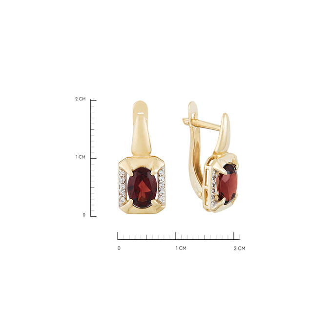 Серьги из золота 585 пробы c гранатами и фианитами, Л 3910 9753 за 30400