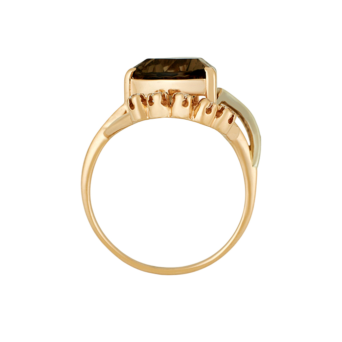 Кольцо из золота 585 пробы c раухтопазом и бриллиантами