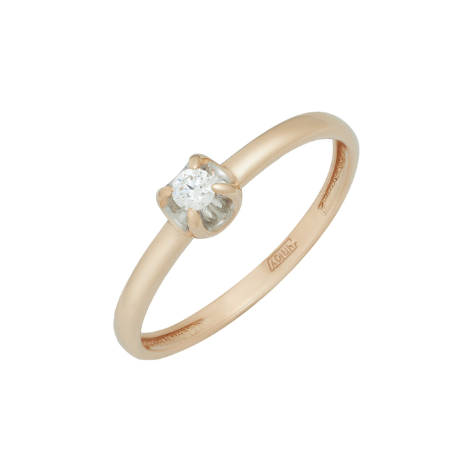 Кольцо из золота 585 пробы c бриллиантом