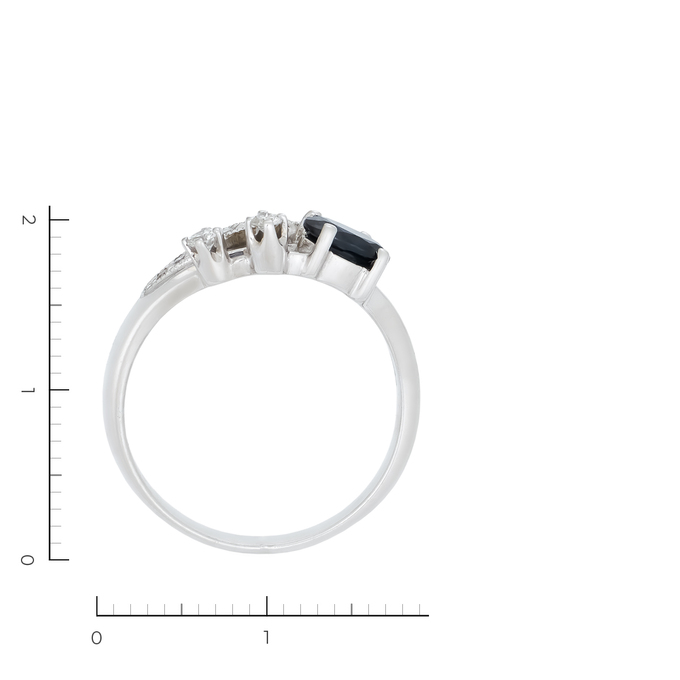 Кольцо из белого золота 585 пробы c 8 бриллиантами и 1 сапфиром, Л 0910 5839 за 43920