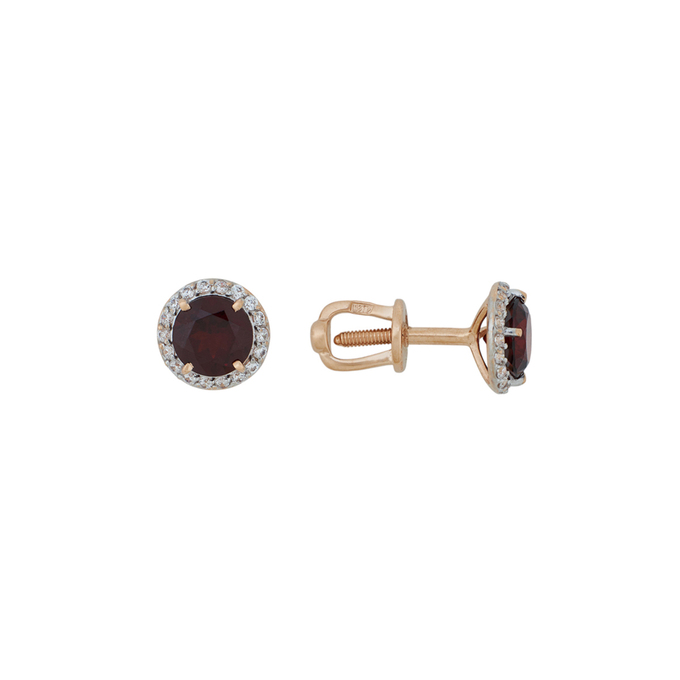 Серьги из золота 585 пробы c гранатами и фианитами, Л 5206 4746 за 13040