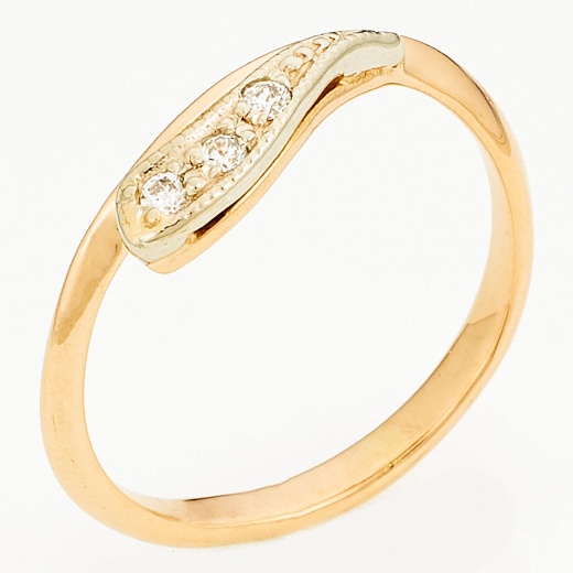 Кольцо из комбинированного золота 585 пробы c фианитами Л29119474 фото 1